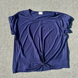 Dee Elle Knit Blouse with Tie Front in Navy. Size L